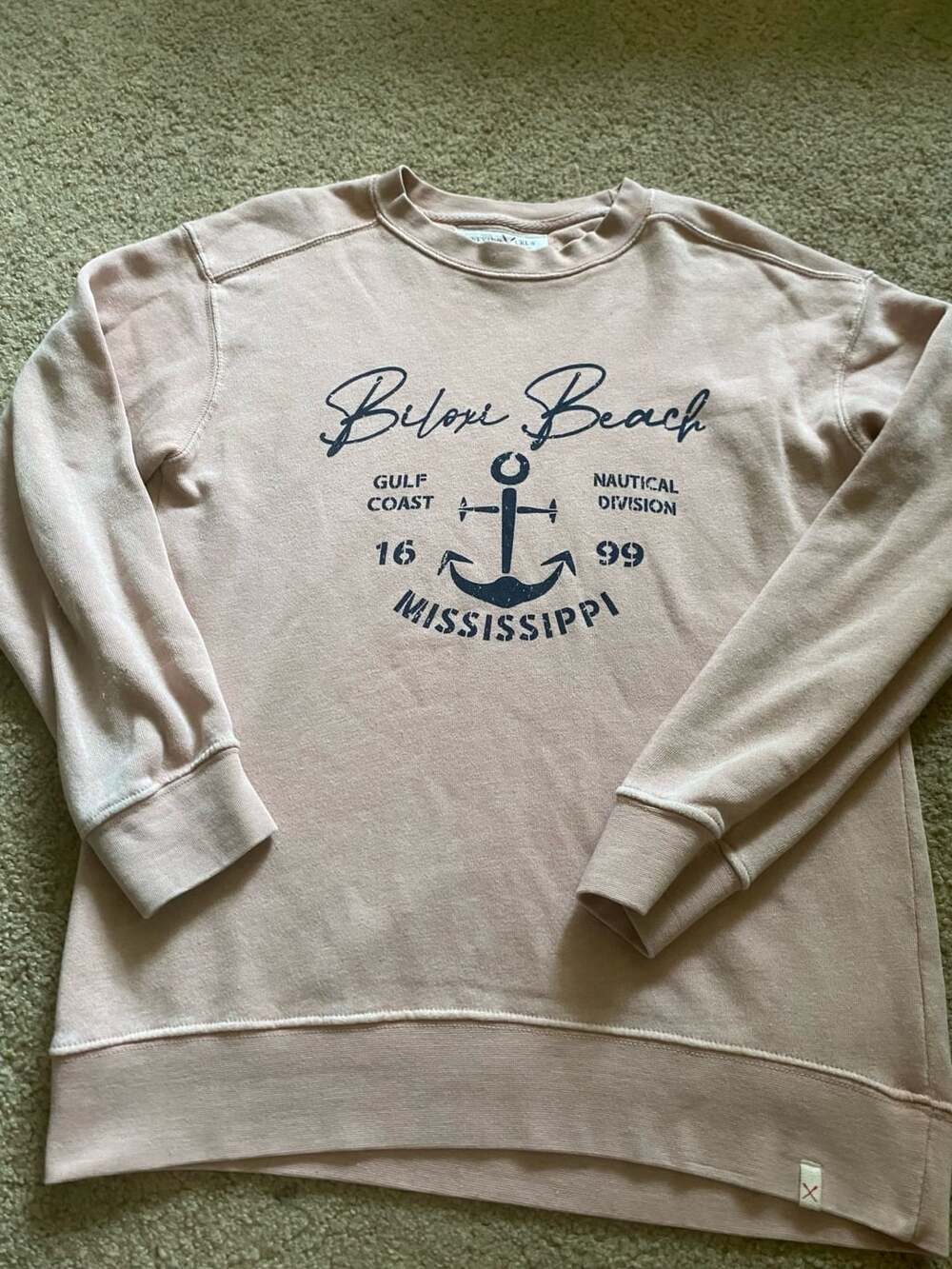 Vineyard Crew Biloxi Beach Sweatshirt Size S Pink Cotton Blend